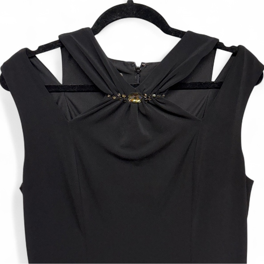 ***Anne Klein Black Midi Dress with Gold Accents - Picture 3 of 8